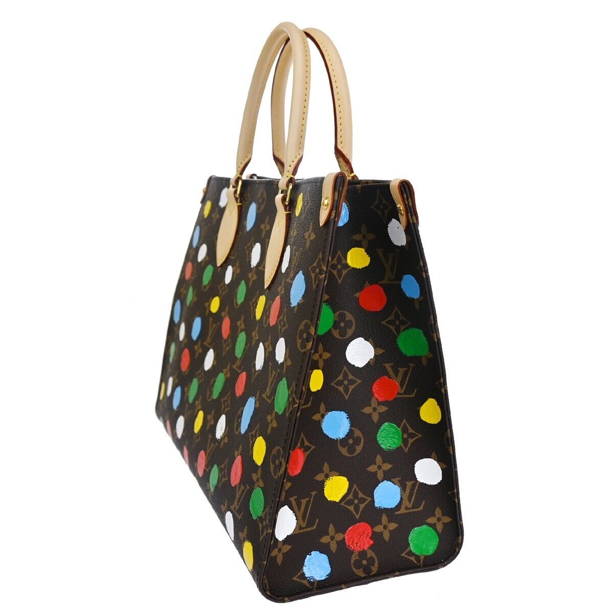 LOUIS VUITTON LV × YK OnTheGo MM Hand Bag Monogram 3D Dots Brown M46379...