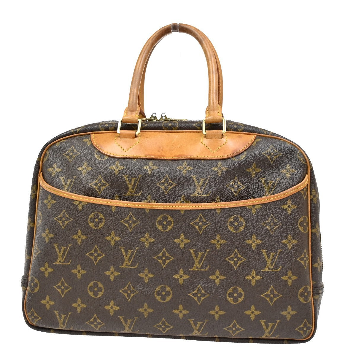 LOUIS VUITTON LV Logo Deauville Hand Bag Monogram Leather Brown M47270 34DA157