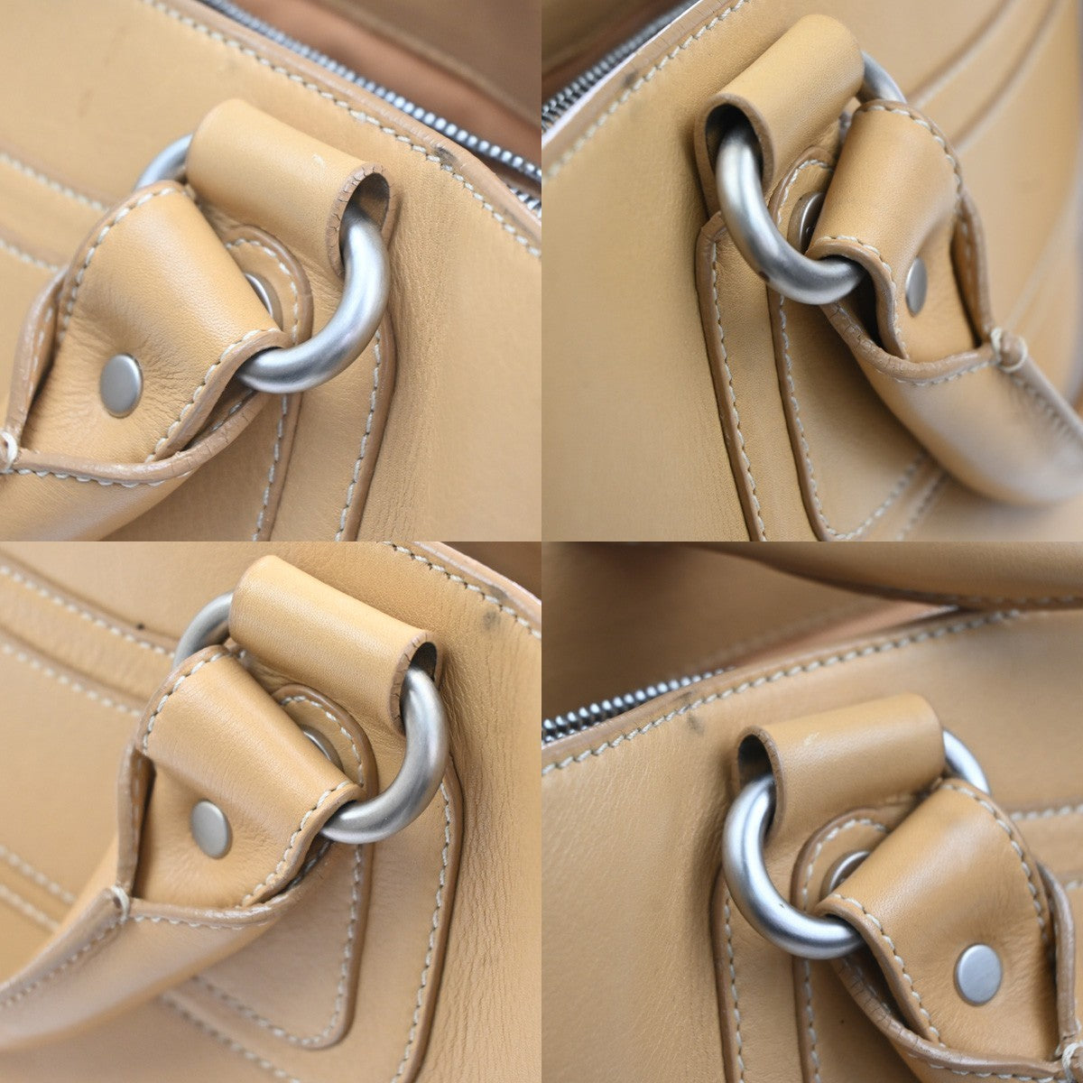 CELINE Logo Macadam Boogie Hand Tote Bag Leather Beige SHW Italy 62KC970