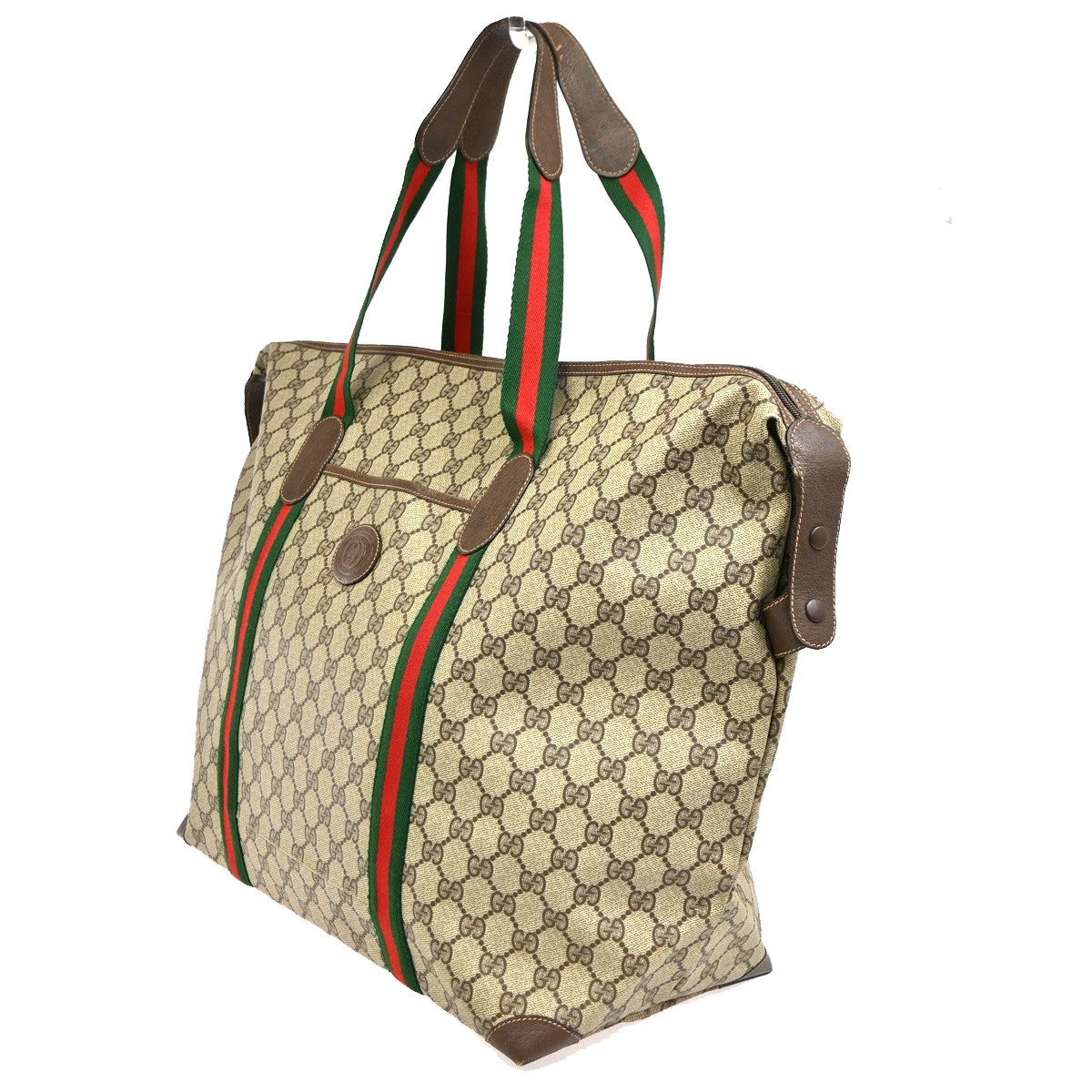 GUCCI Web Stripe Sherry GG Pattern Shoulder Bag PVC Leather Brown Italy 33TA685