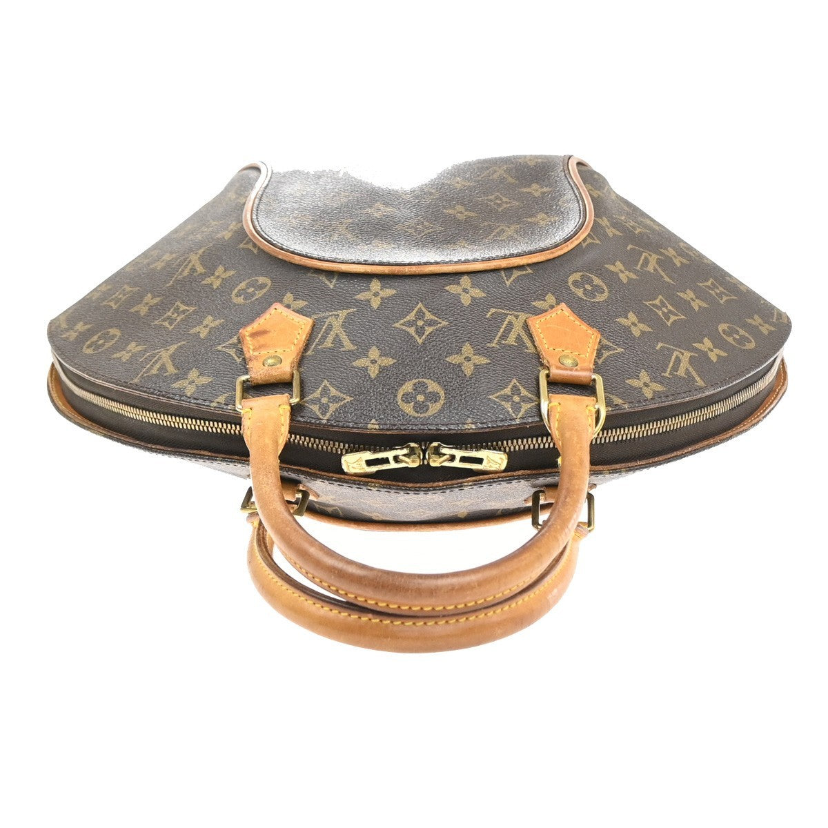 LOUIS VUITTON LV Logo Ellipse MM Hand Bag Monogram Leather Brown M51126 88MA480