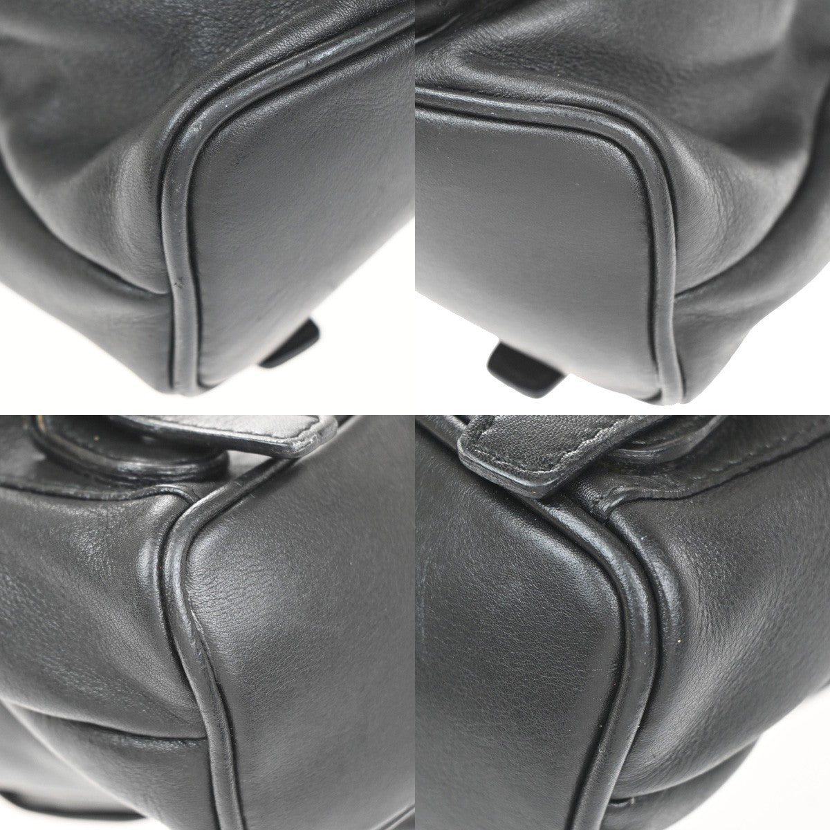 GUCCI Logo Bamboo Drawstring Backpack Bag Leather Black GHW Italy 85CA872
