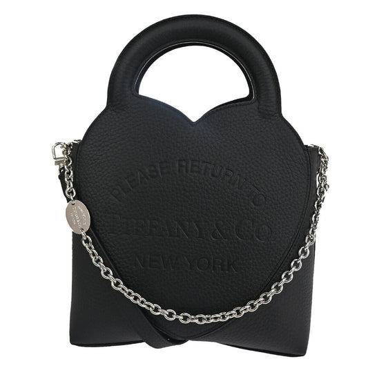 TIFFANY & CO. Return To Tiffany 2Way Hand Mini Tote Bag Leather Black 694RC853
