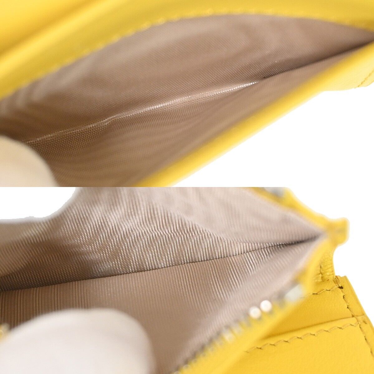 PRADA MILANO Logo Bifold Coin Case Wallet Purse Leather Yellow Italy 33FA304