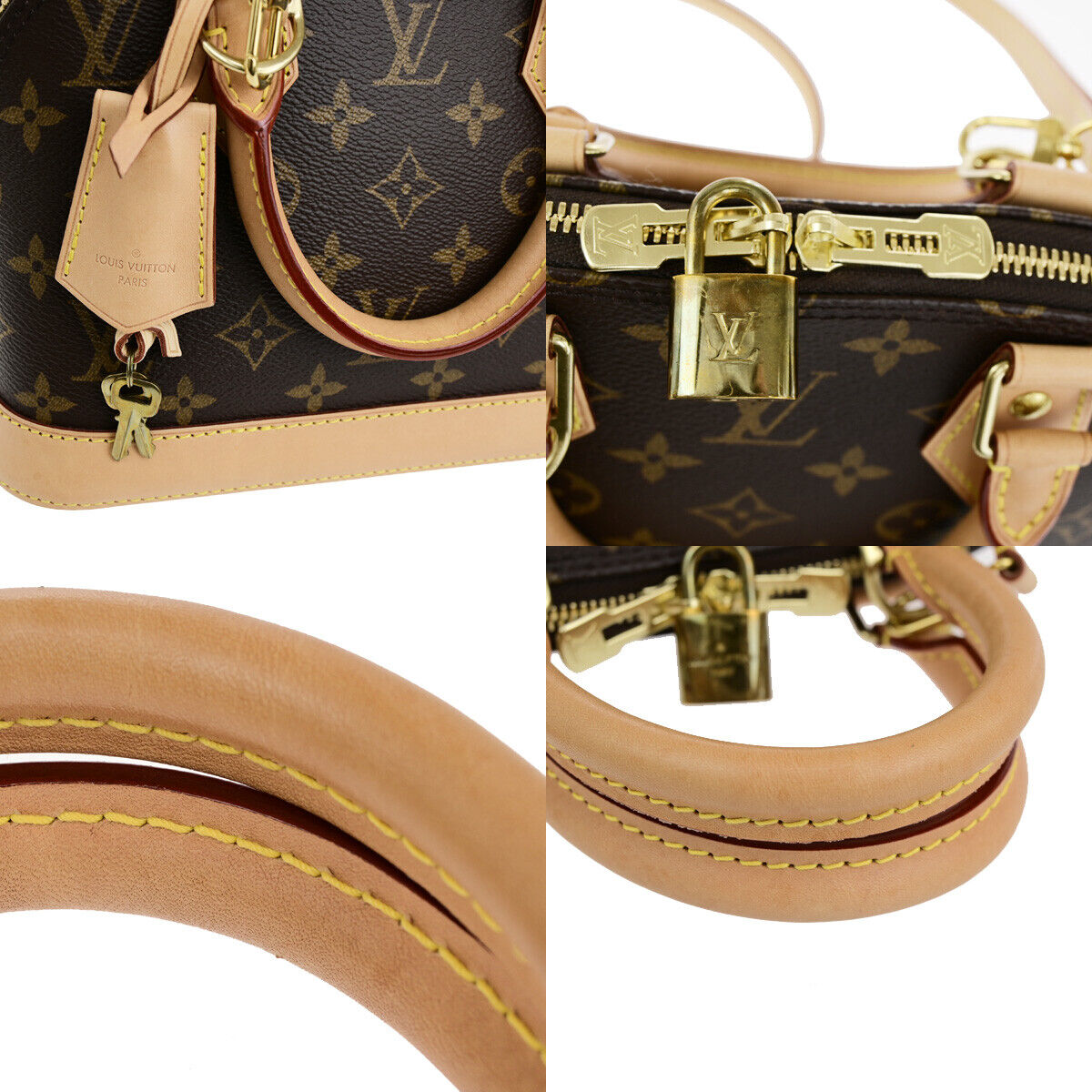 LOUIS VUITTON Alma BB 2Way Hand Bag Monogram Leather Brown Gold M53152 690RF198