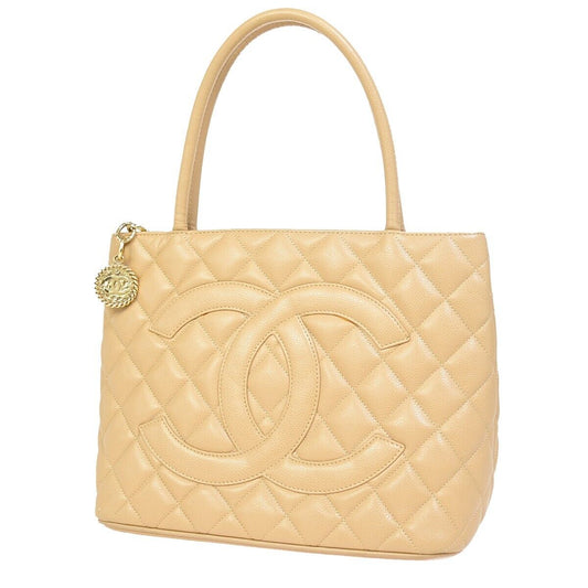 CHANEL CC Logo Medallion Shoulder Tote Bag Caviar Skin Leather BE GHW 611RJ846