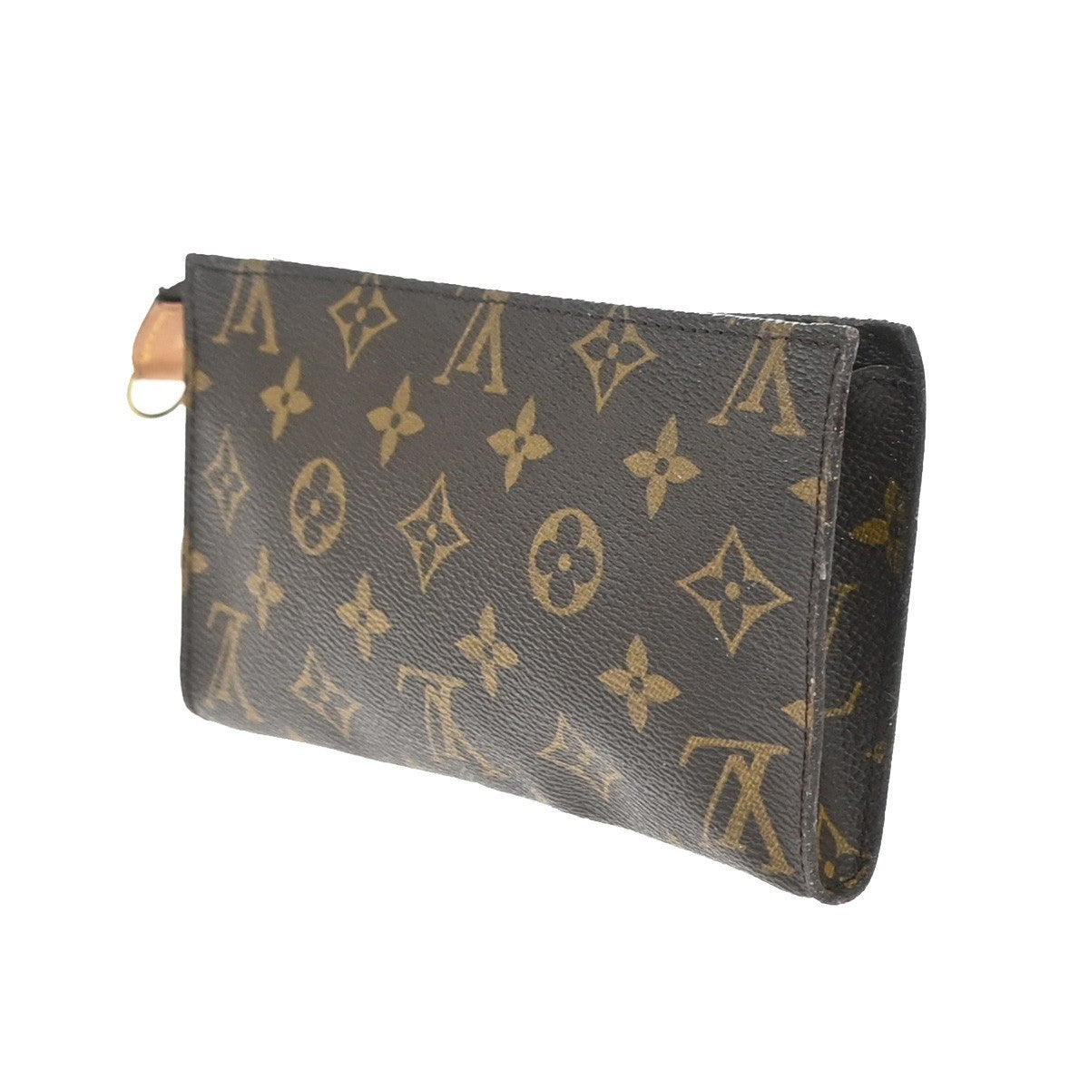 LOUIS VUITTON LV Logo Bucket GM Pouch Bag Monogram Leather Brown Gold 02YJ222