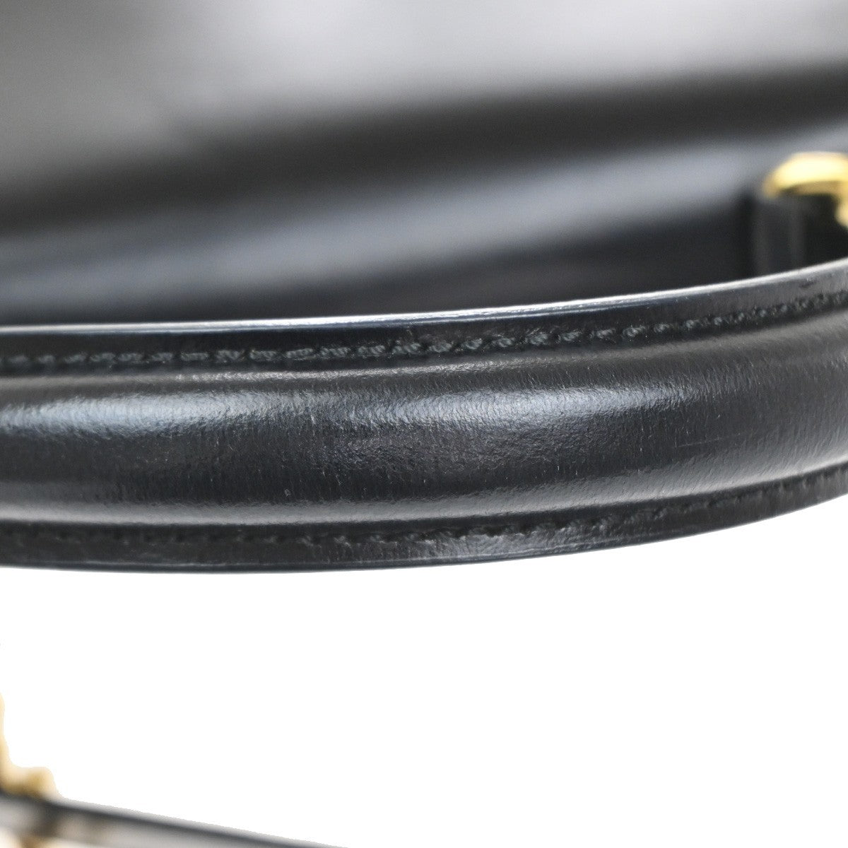 CELINE Logo Ring 2Way Shoulder Hand Bag Leather Black Italy GHW 34CA879
