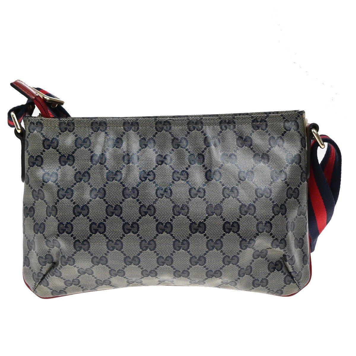 GUCCI GG Pattern Crystal Shoulder Bag Coating Canvas Leather Blue Red 88KP239