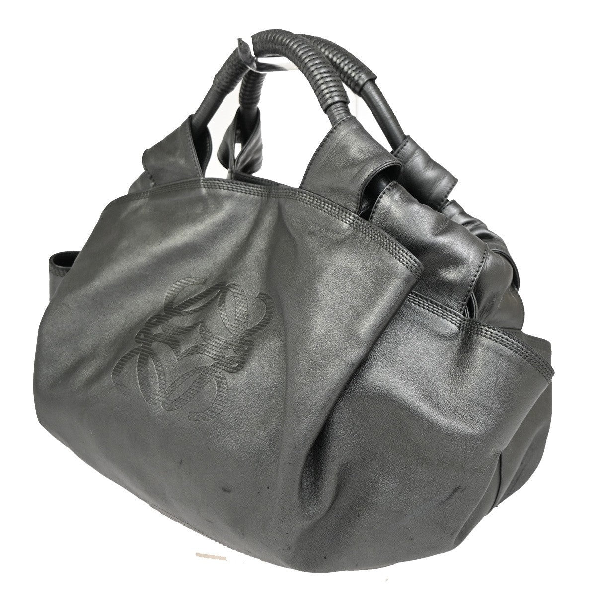 LOEWE ANAGRAM Logo Aire Handbag Nappa Leather Gray SHW Spain 85CA575