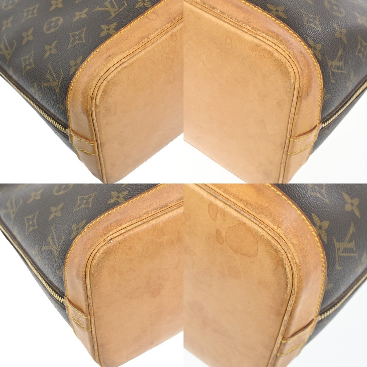 LOUIS VUITTON LV Logo Alma Hand Bag Monogram Leather Brown France M51130 88TA543