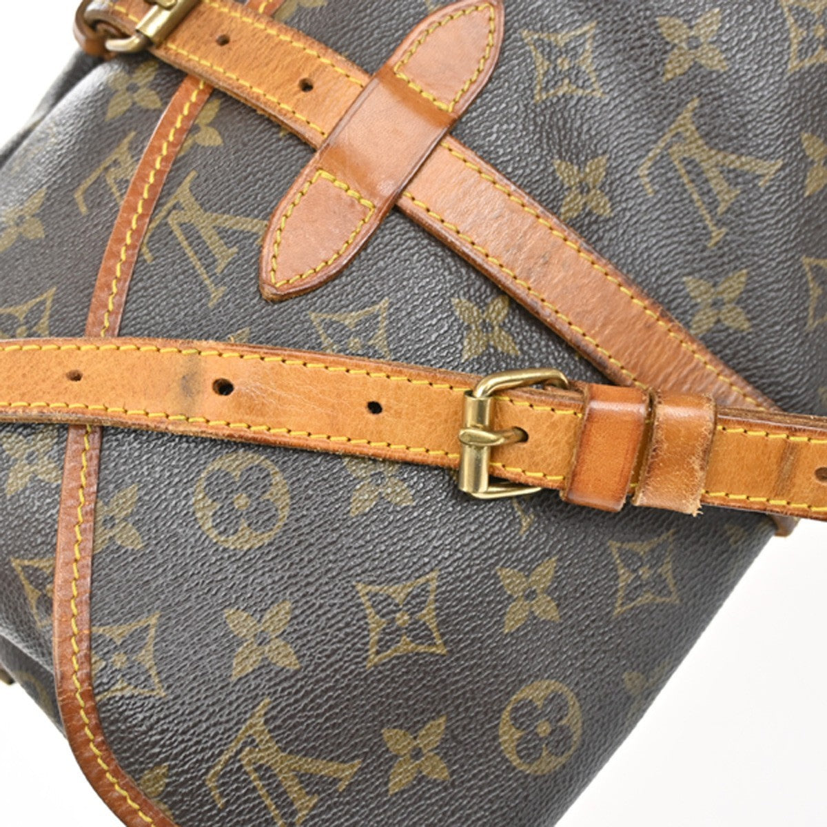 LOUIS VUITTON Logo Saumur 30 Shoulder Bag Monogram Leather Brown M42256 31KB564