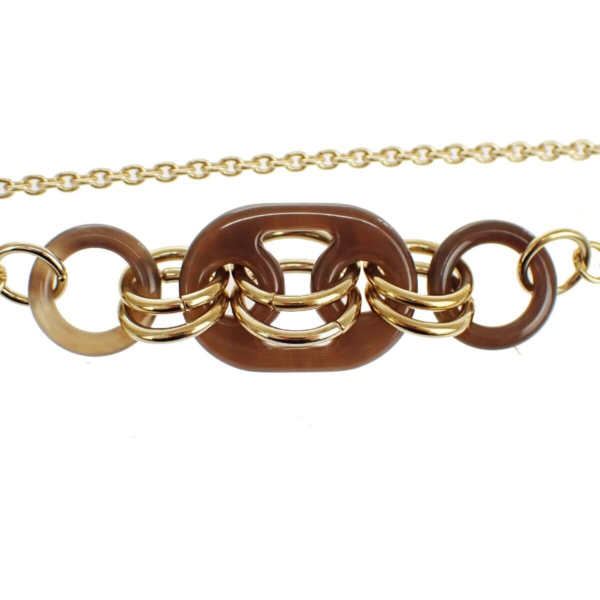 HERMES Logo Eurydice Chain Necklace Pendant Gold France Accessory 11RJ102