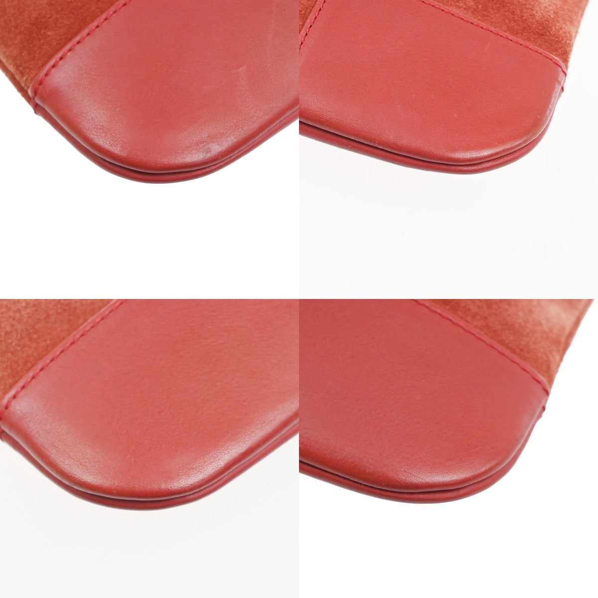LOEWE Logo Anagram Crossbody Shoulder Bag Suede Leather Red SHW Spain 34KD045