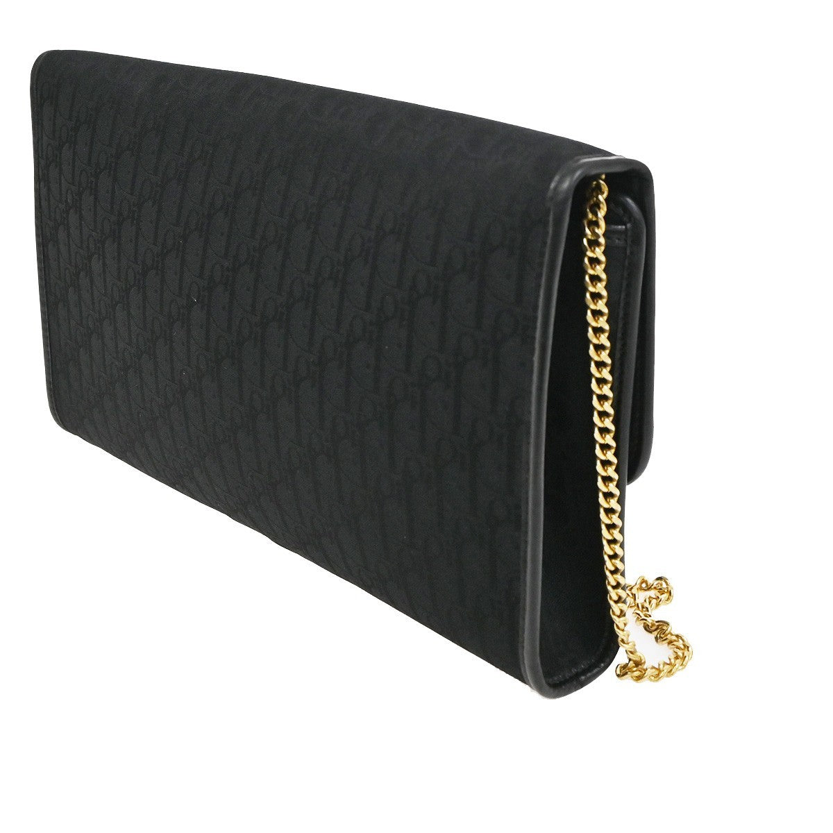 CHRISTIAN DIOR Logo Trotter Chain Shoulder Hand Bag Canvas Leather BK 61KC887