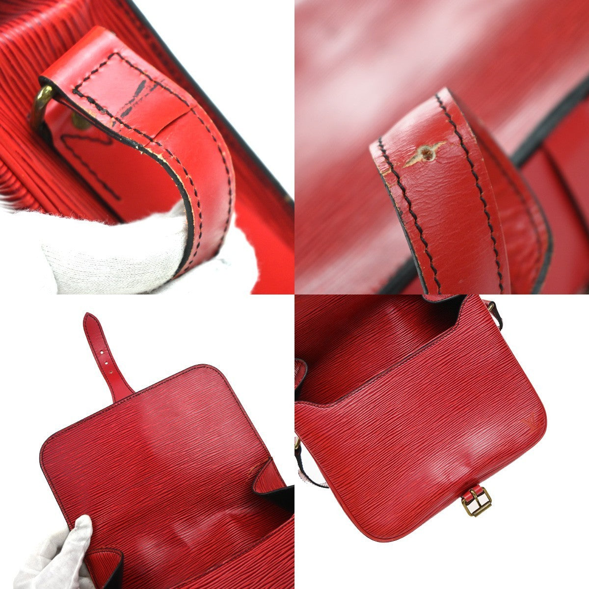 LOUIS VUITTON LV Cartouchiere MM Shoulder Bag Epi Leather Red M52247 83KP434
