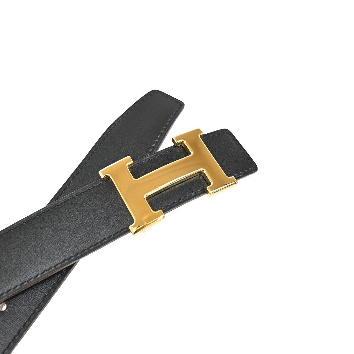 HERMES Constance H Logo Reversible Buckle Belt Leather Size 70 BK BN GHW 70RL196
