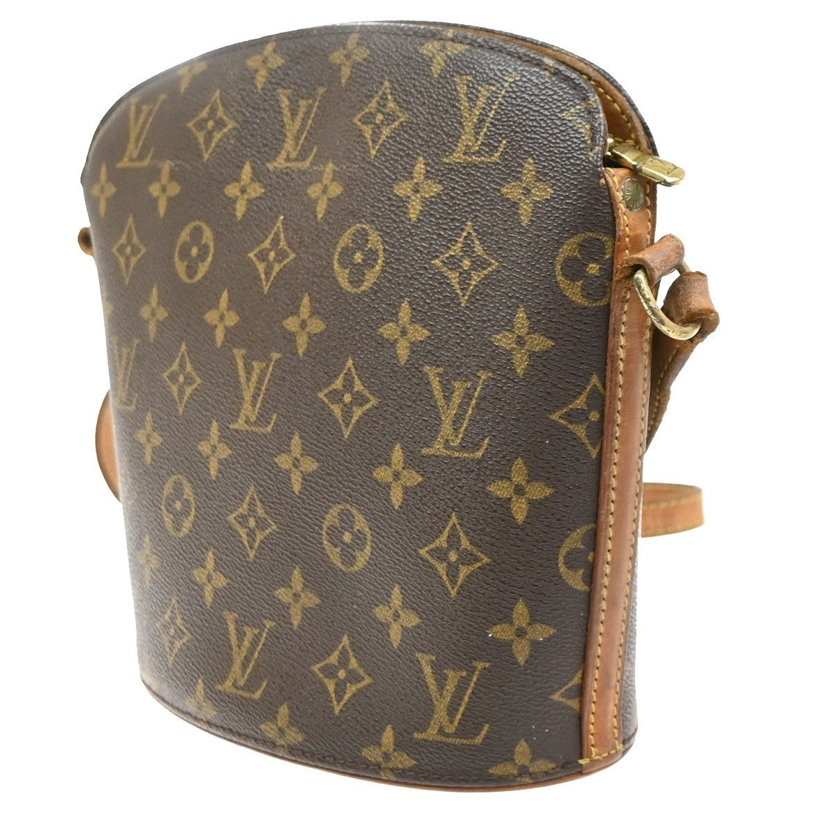 LOUIS VUITTON Logo Drouot Shoulder Bag Monogram Leather Brown M51290 02SA015