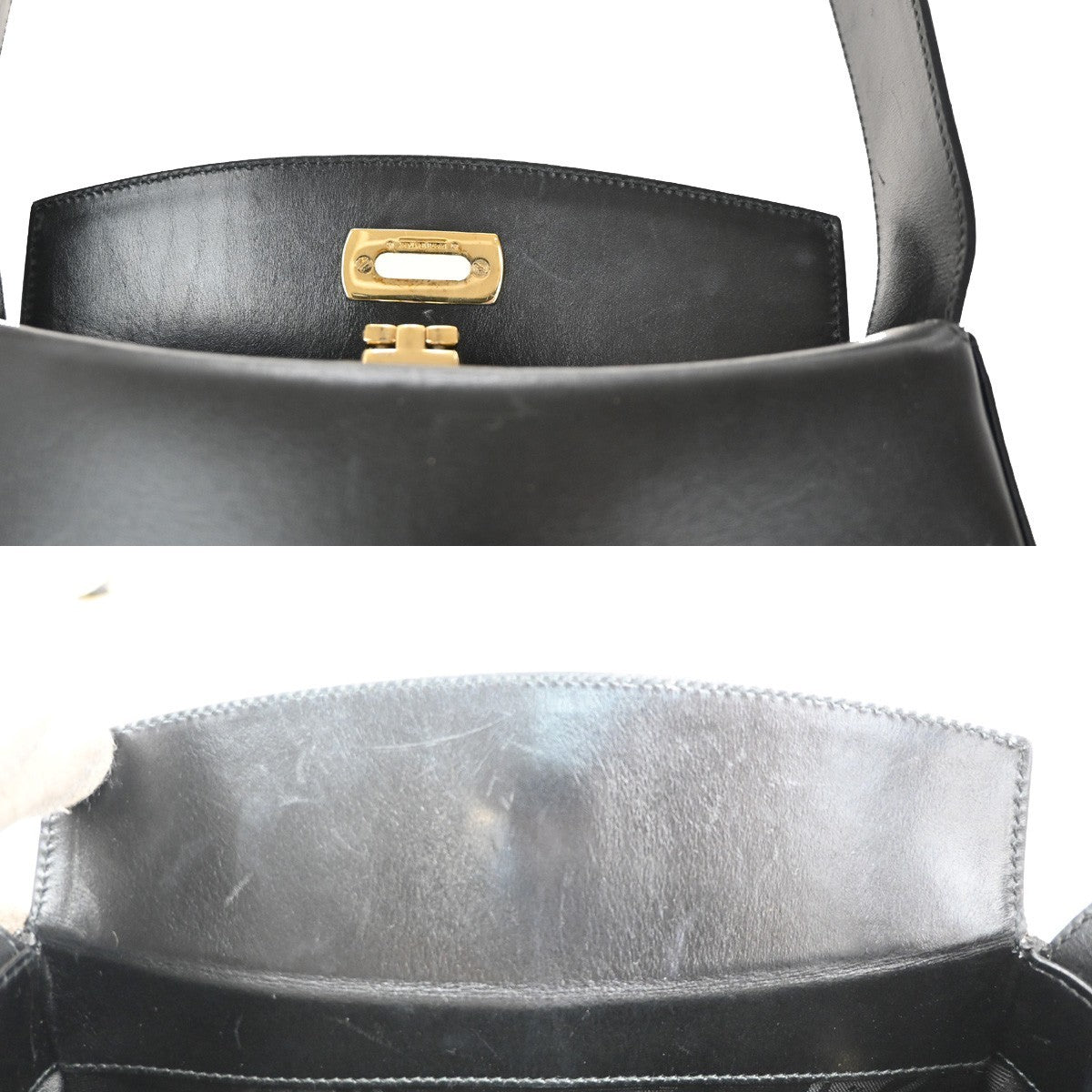 SALVATORE FERRAGAMO Gancini Logo Shoulder Bag Leather Black GHW Italy 30MA368