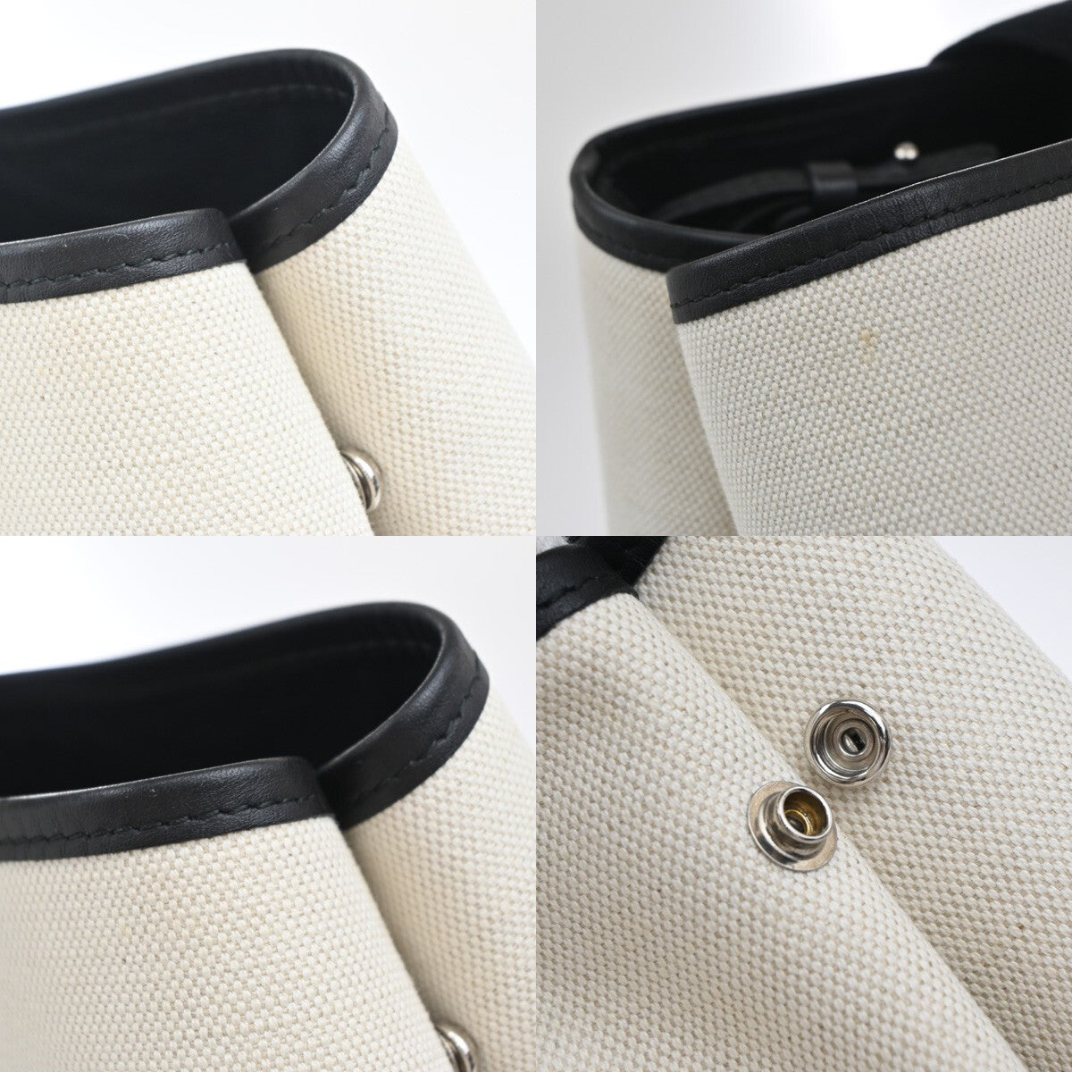 BALENCIAGA Navy Cabas M Shoulder Hand Bag Canvas Leather Ivory Black 73EF052