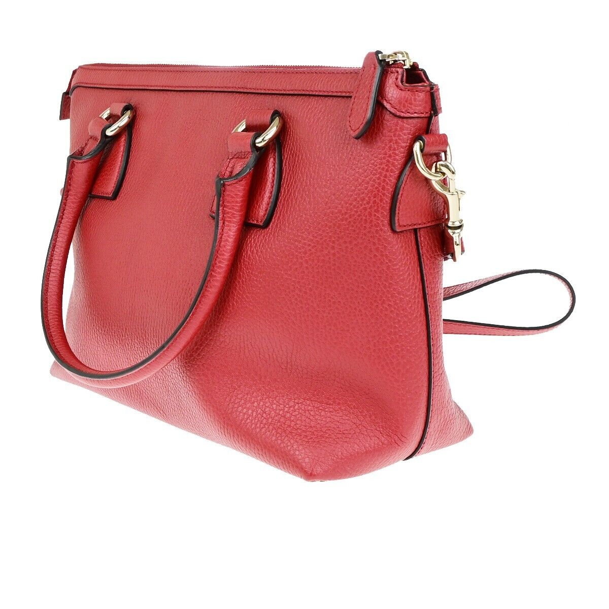 GUCCI GG Interlocking Charm 2Way Shoulder Hand Bag Leather Red GHW 97EC972