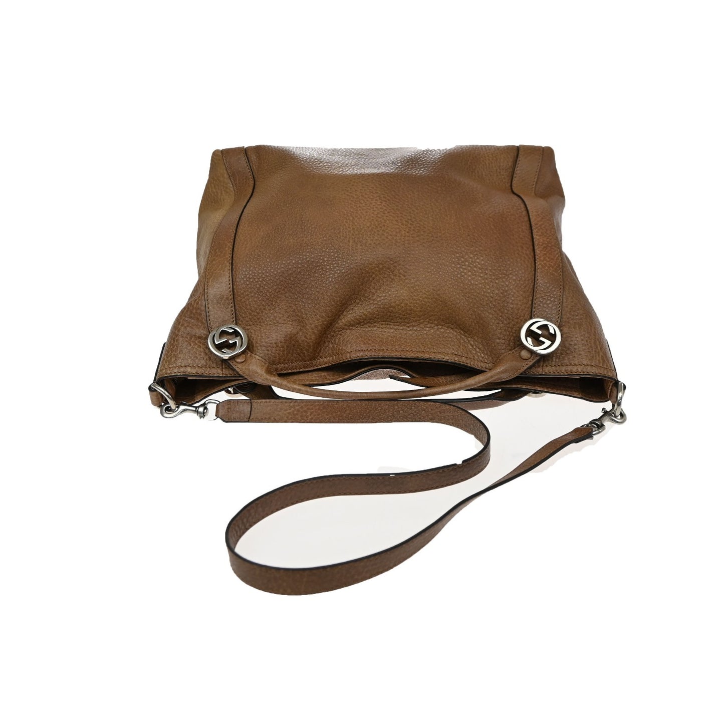GUCCI Miss GG 2Way Hand Shoulder Bag Pebbled Leather Brown SHW Italy 86KD069