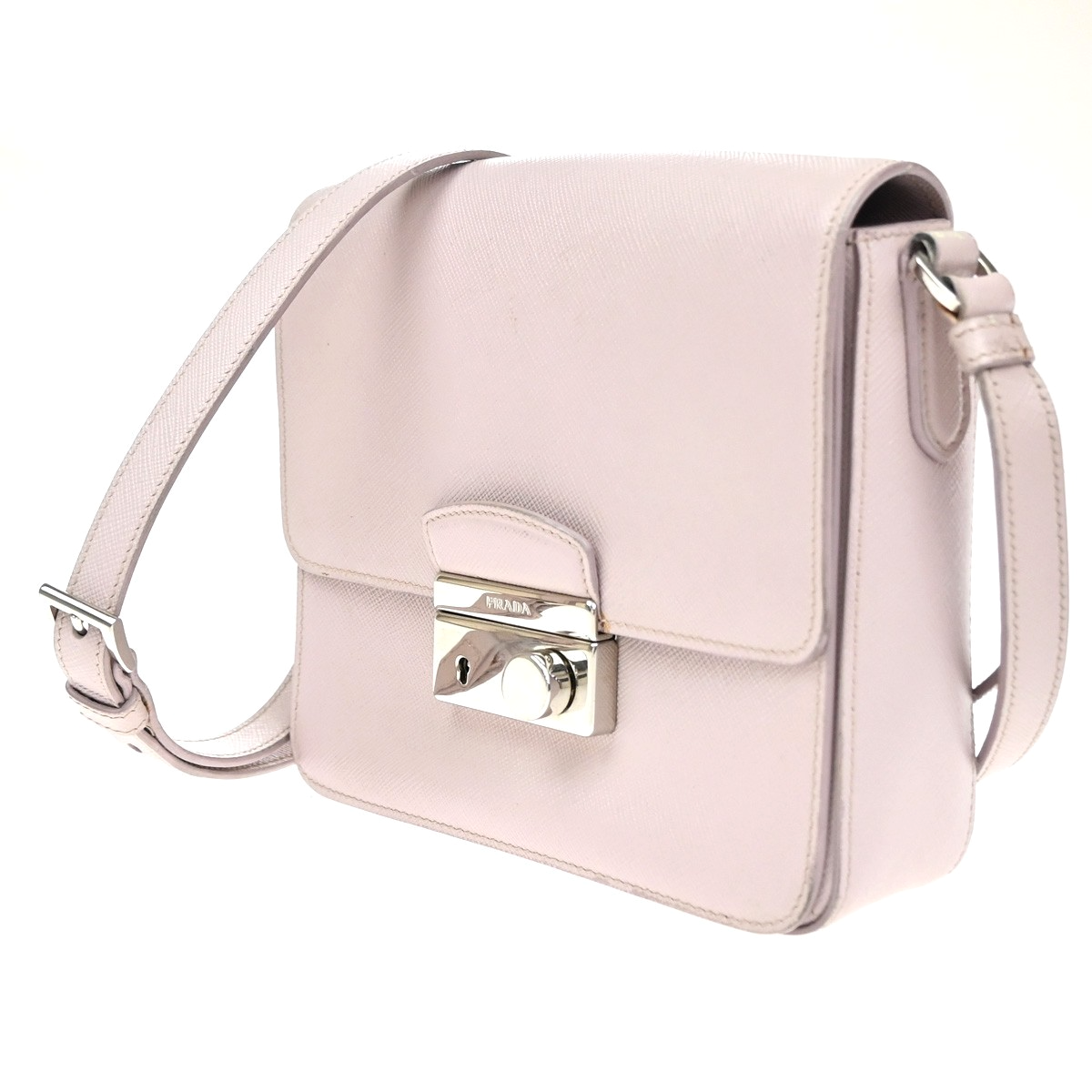PRADA Logo Lux Sound Mini Shoulder Bag Saffiano Leather Pink SHW Italy 76YH990