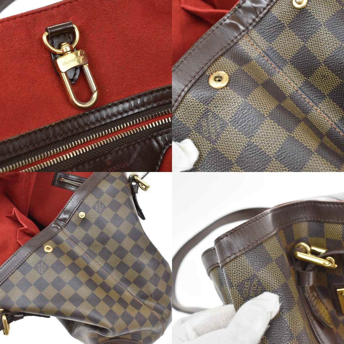 LOUIS VUITLOUIS VUITTON Hampstead MM Shoulder Bag Damier Leather N51204 16KB253