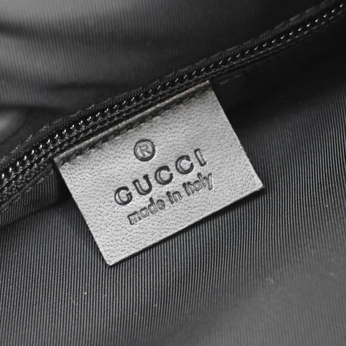 GUCCI Logo Sherry Backpack Bag Canvas Leather Black SHW Made in Italy 50EA811