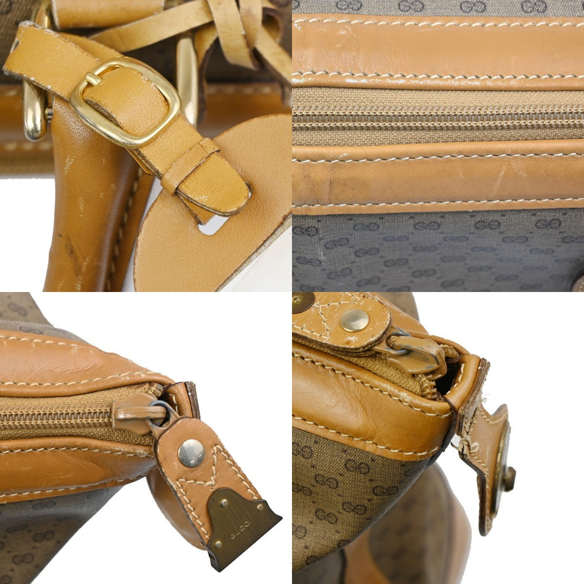 GUCCI Logo Sherry GG Pattern Travel Hand Bag PVC Leather Brown Italy 62KC300