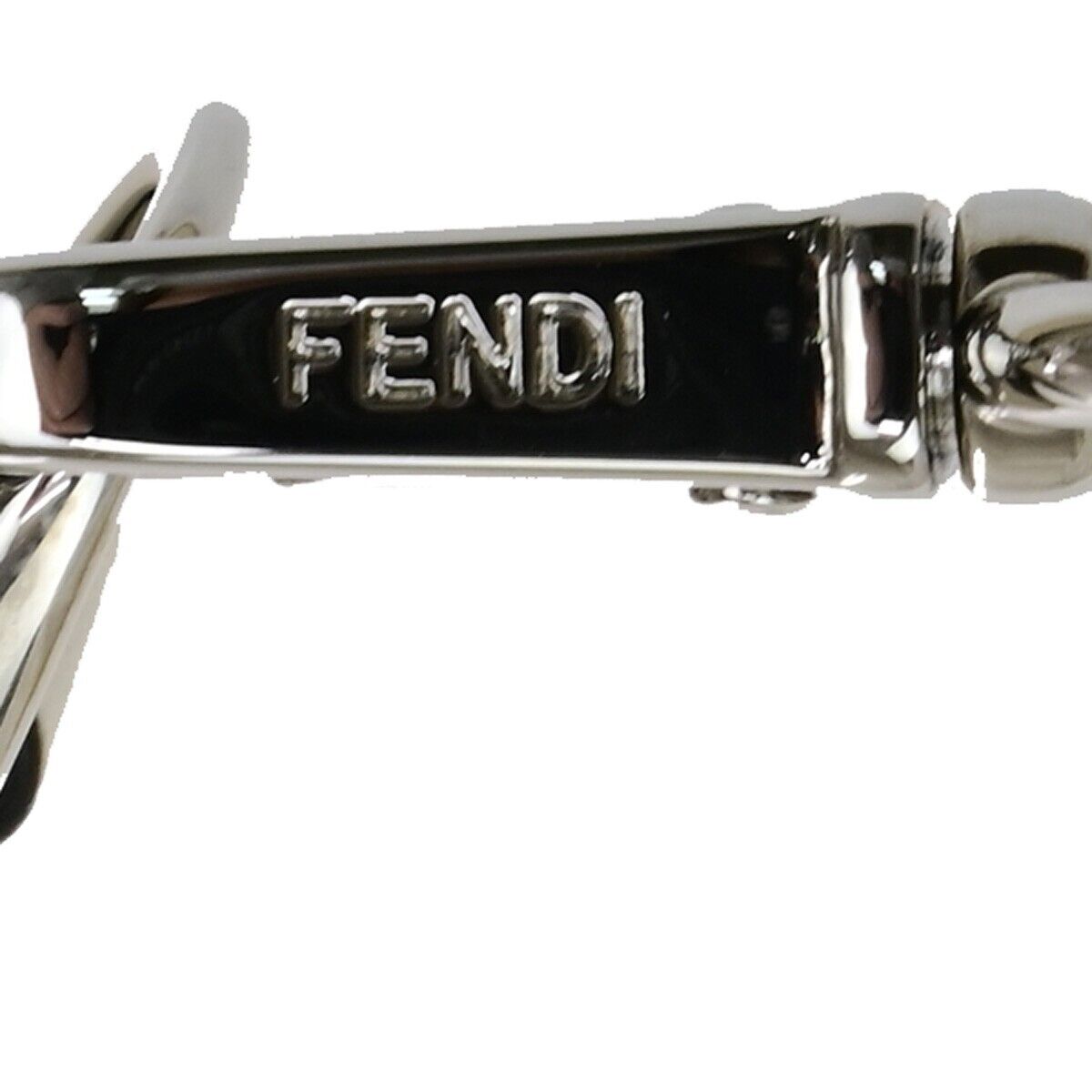 FENDI Logo Mini Flat Baguette Shoulder Bag Wallet Leather White 7M0311 89ED465