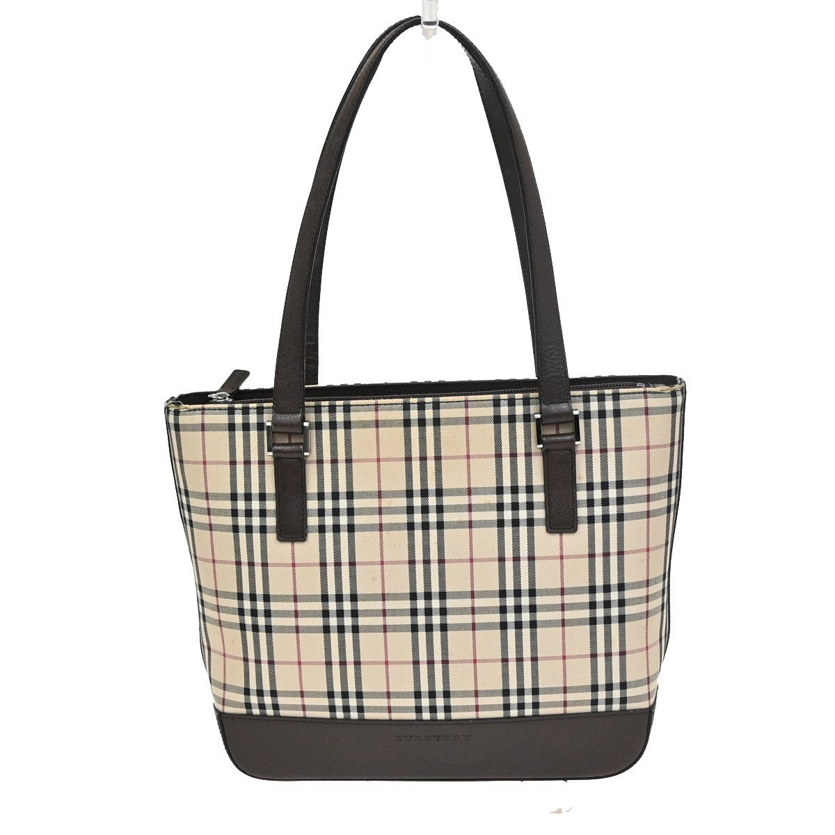BURBERRY Nova Check Pattern Shoulder Bag Canvas Leather Brown Beige SHW 65KD026