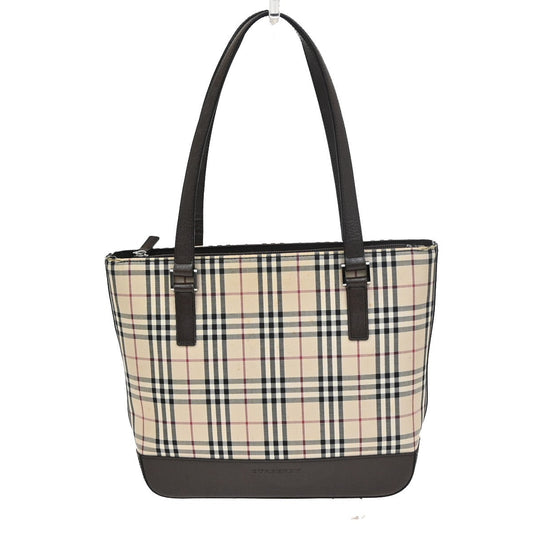 BURBERRY Nova Check Pattern Shoulder Bag Canvas Leather Brown Beige SHW 65KD026