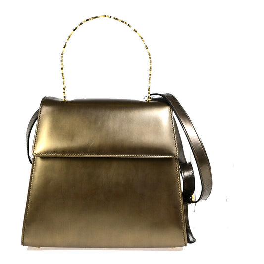 SALVATORE FERRAGAMO Gancini 2Way Shoulder Hand Bag Leather Bronze GHW 81YF996