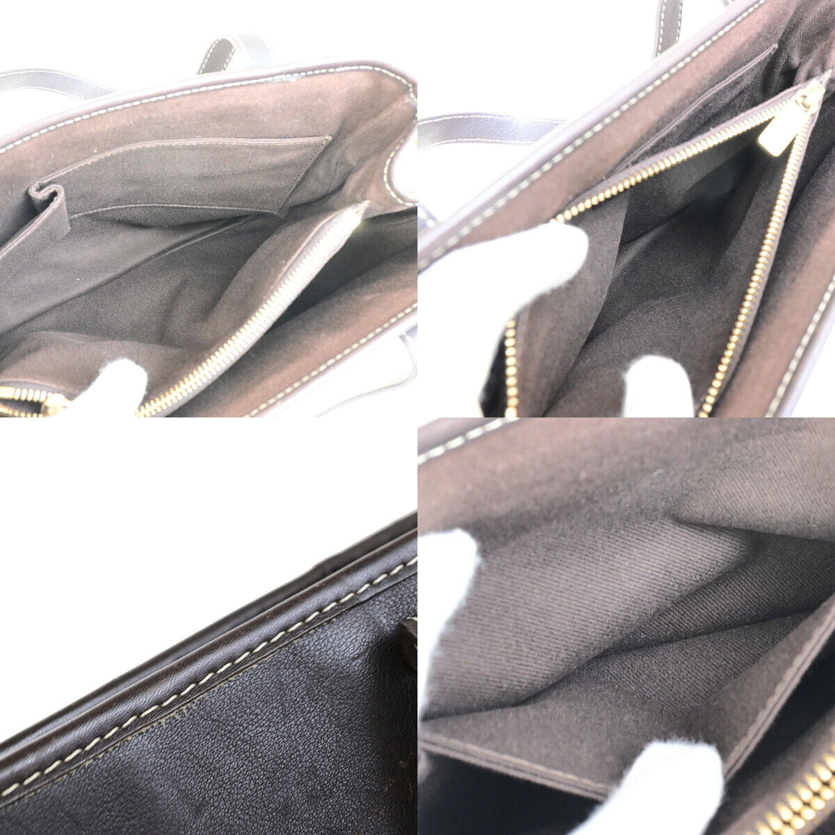 CELINE Logo Macadam Pattern Shoulder Tote Bag Canvas Leather Brown GHW 30SJ476