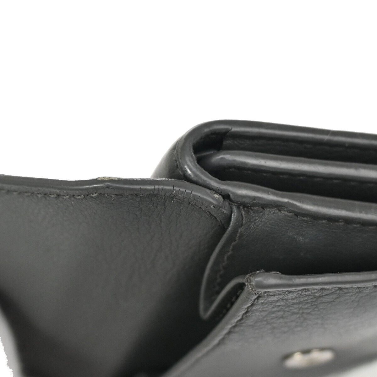 BALENCIAGA Paper Mini Trifold Wallet Purse Leather Gray Silver Italy 09DA072