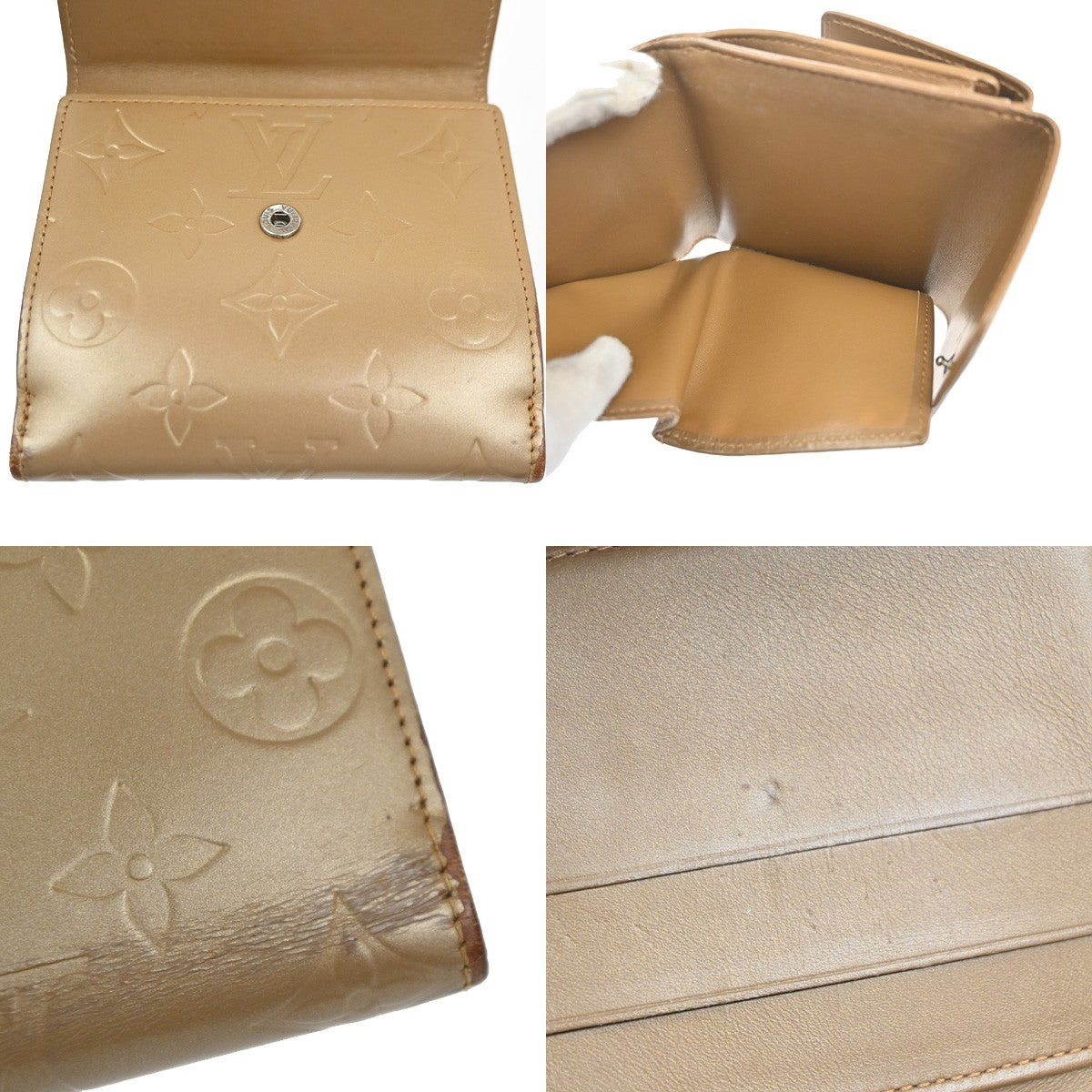 LOUIS VUITTON Porte Monnaie Billets Wallet Monogram Mat Gold BE M65117 67KD037