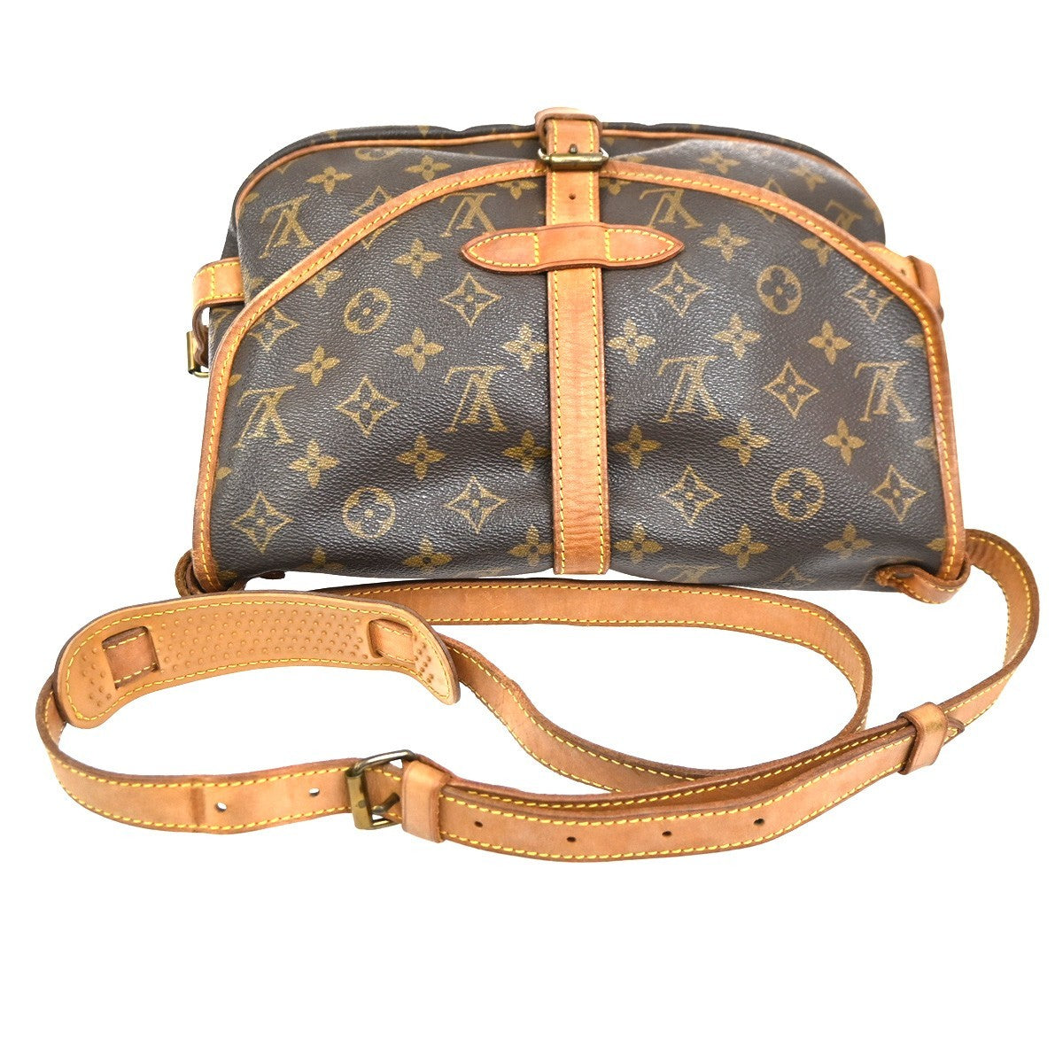 LOUIS VUITTON Logo Saumur 30 Shoulder Bag Monogram Leather Brown M42256 82CA792