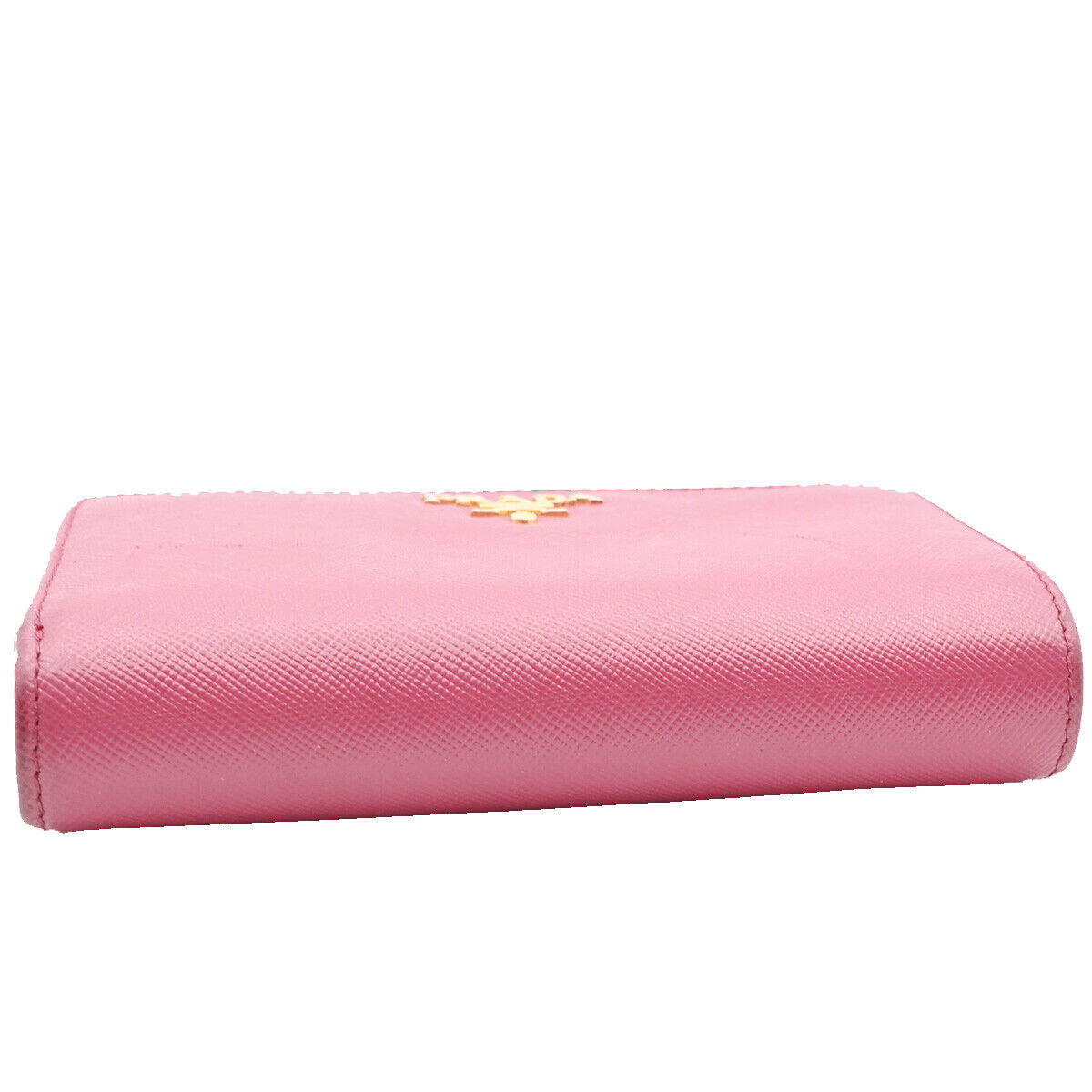 PRADA Logo Saffiano Bifold Wallet Purse Ibisco Pink GHW 69YE529