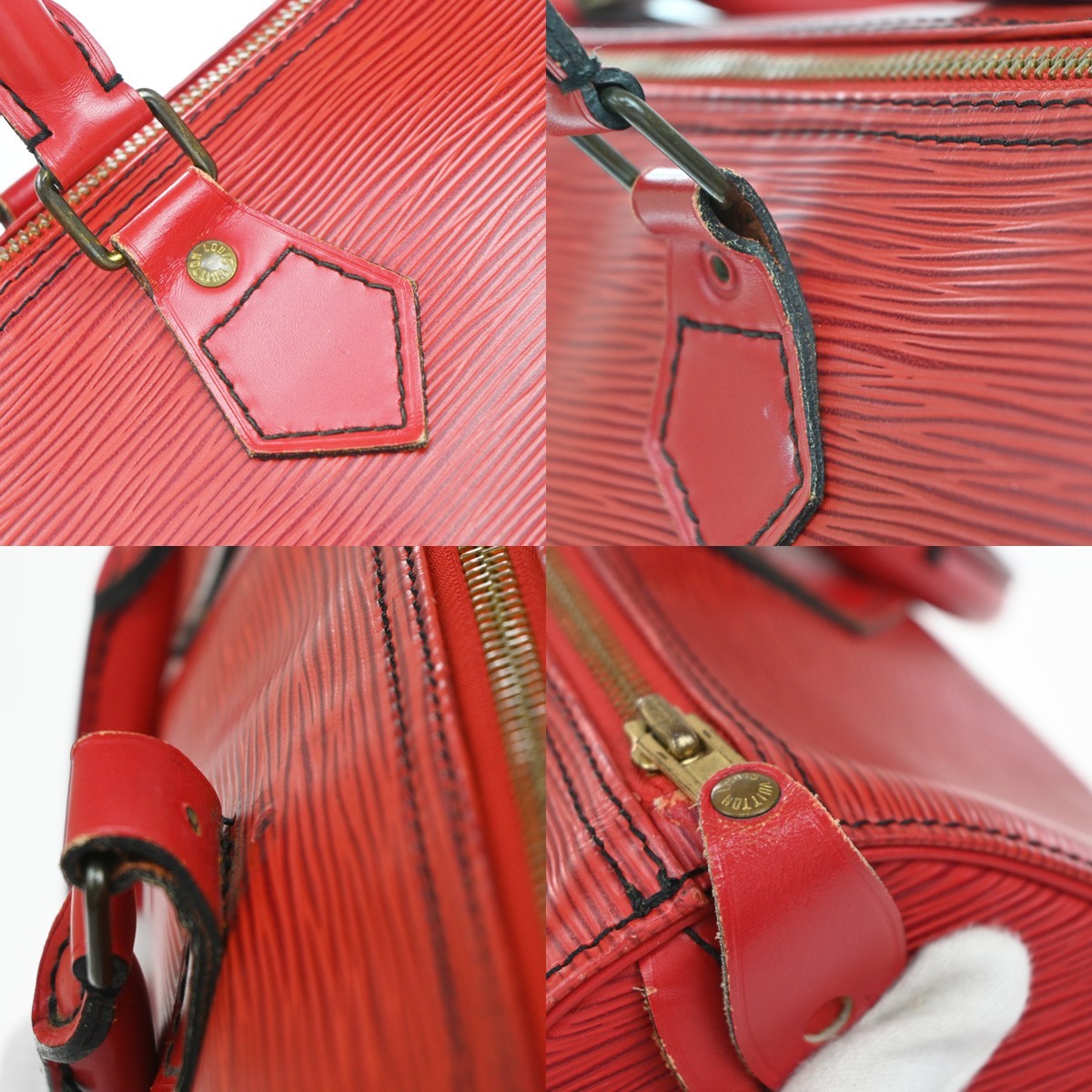 LOUIS VUITTON LV Logo Speedy 30 Travel Hand Bag Epi Leather Red M43007 70RQ073
