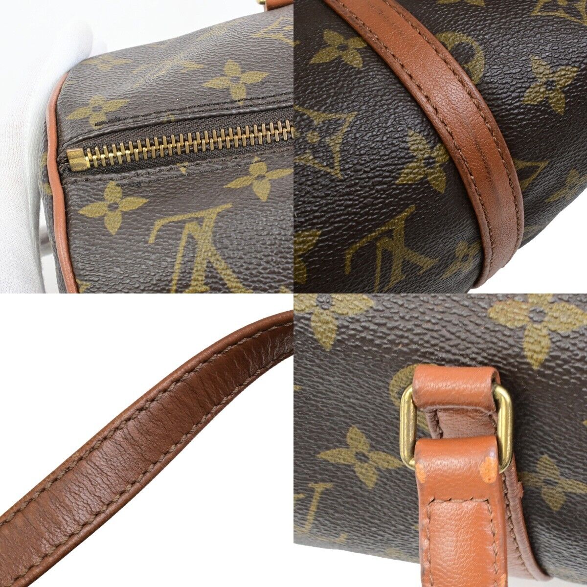 LOUIS VUITTON Logo PAPILLON 30 Hand Bag Monogram Leather Brown M51365 64ED931