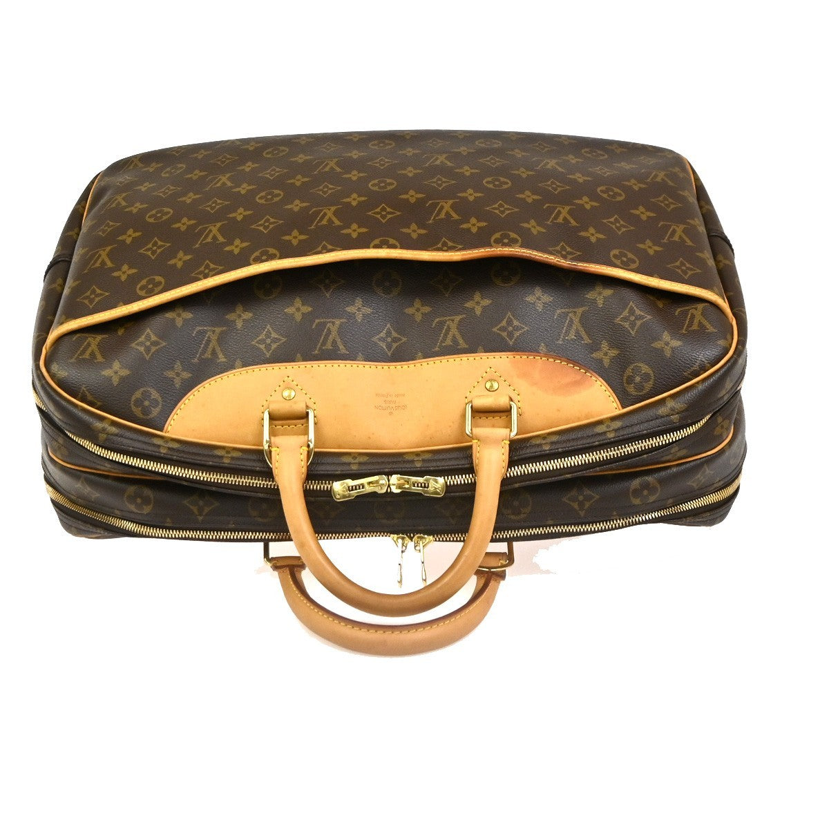 LOUIS VUITTON Alize 24H Travel Hand Bag Monogram Leather Brown M41399 86CA749