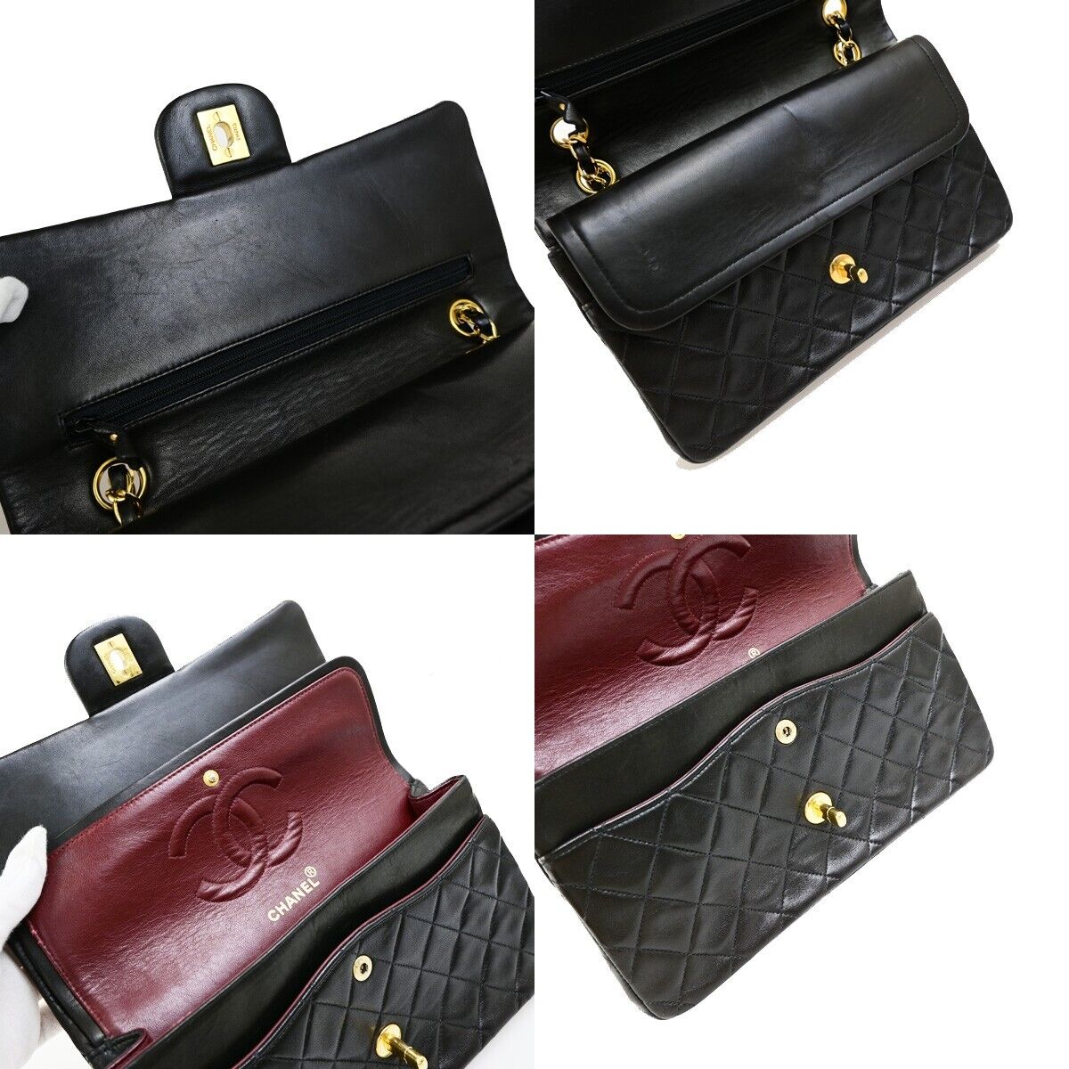 CHANEL CC Matelasse 25 Double Flap Chain Shoulder Bag Leather Black GHW 846RK718