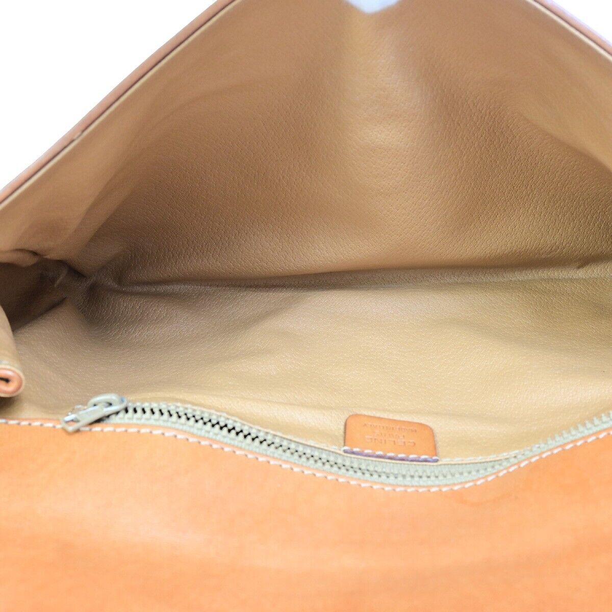 CELINE Logo Macadam Pattern Clutch Bag PVC Leather Brown GHW Italy 01EB540