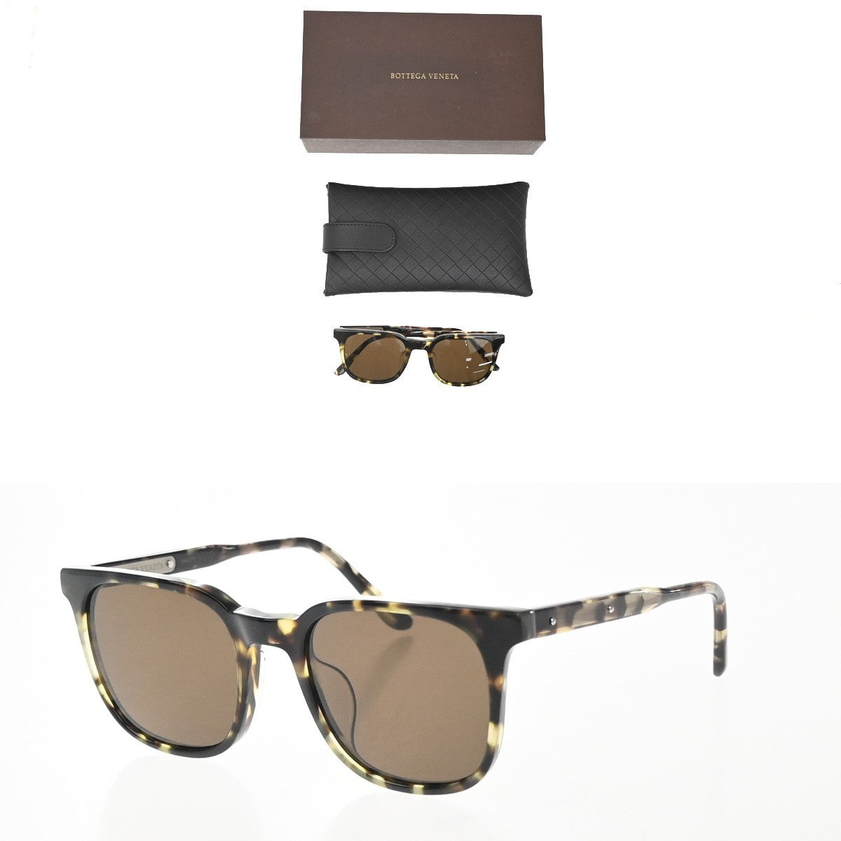 BOTTEGA VENETA Intrecciato Sunglasses Eye Wear Plastic BV0022SA Brown 68KP282