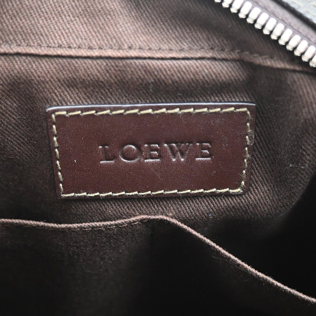 LOEWE Logo Repeat Anagram Hand Bag Front Pouch PVC Leather Brown SHW 87YJ124