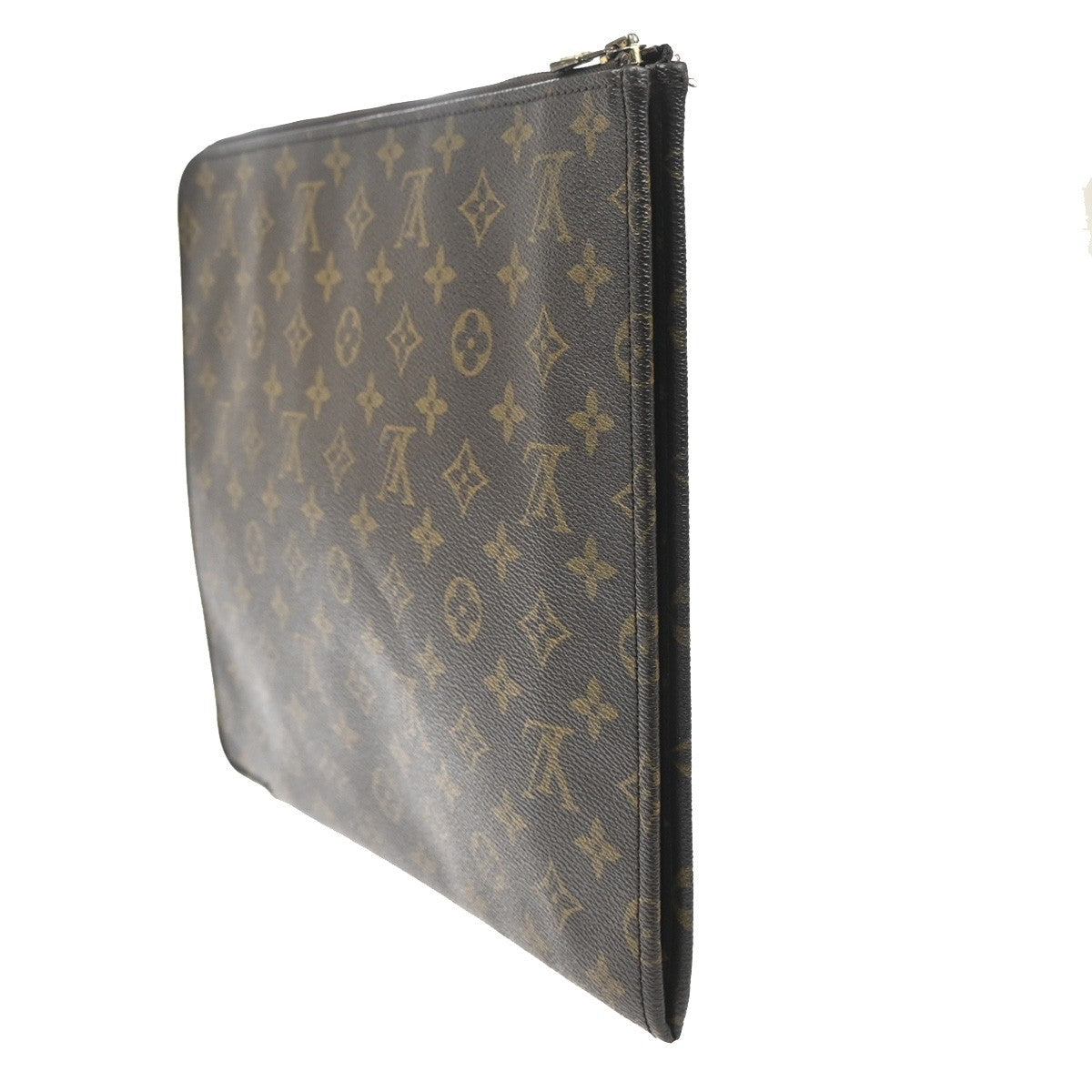 LOUIS VUITTON Poche Documents Clutch Bag Monogram Leather Brown France 87MA465