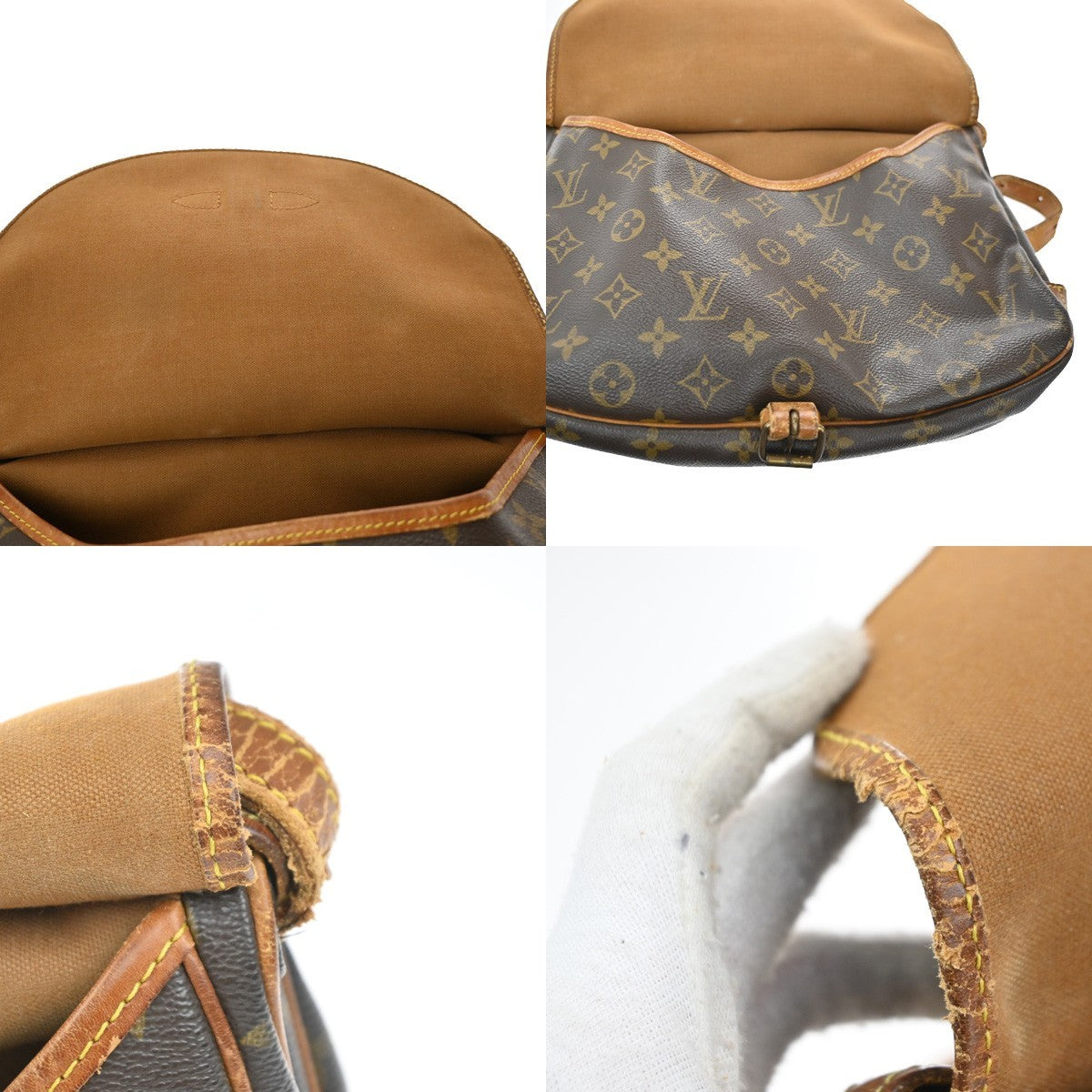 LOUIS VUITTON Logo Saumur 30 Shoulder Bag Monogram Leather Brown M42256 86MA434