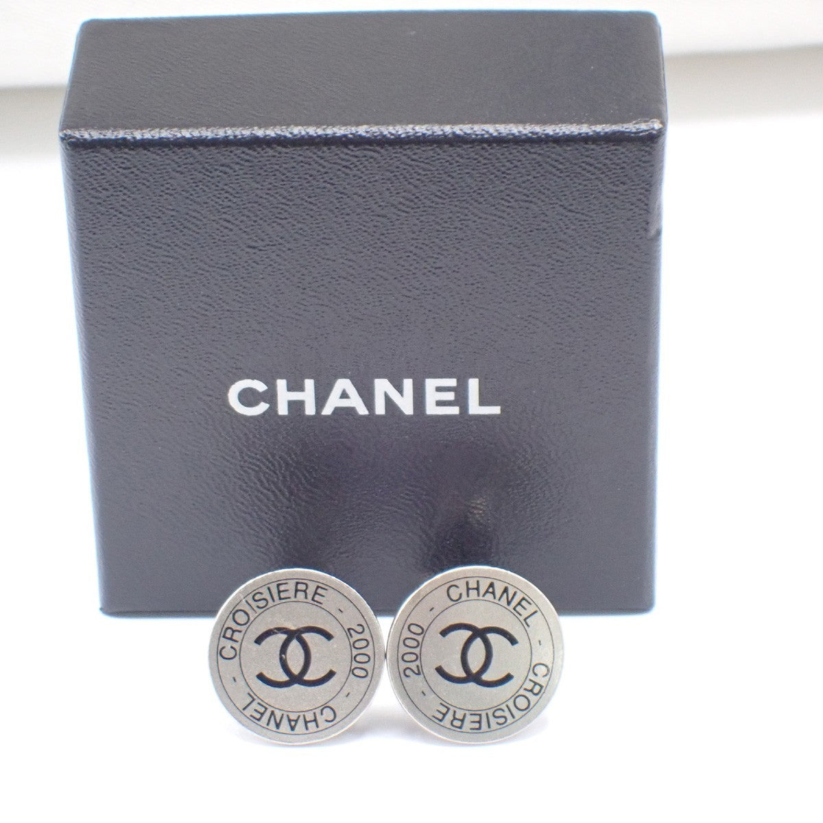 CHANEL CC  Logo Round Button Earrings 00C Clip-On SHW France 65RL813