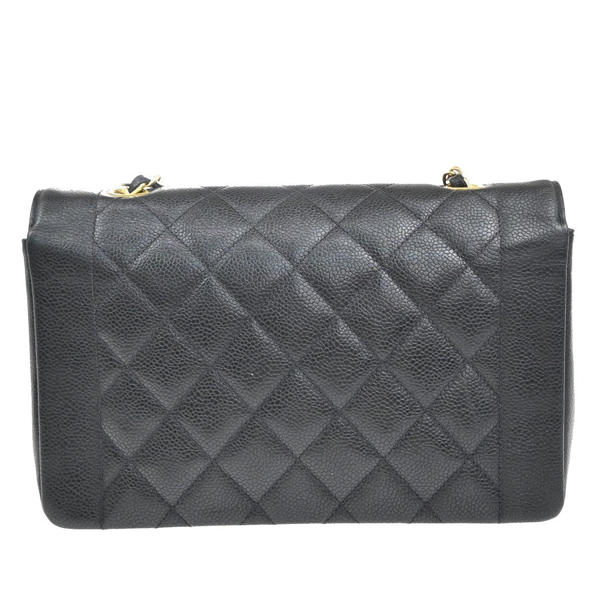 CHANEL CC Diana 25 Chain Shoulder Bag Calfskin Leather Black Vintage 282RF866